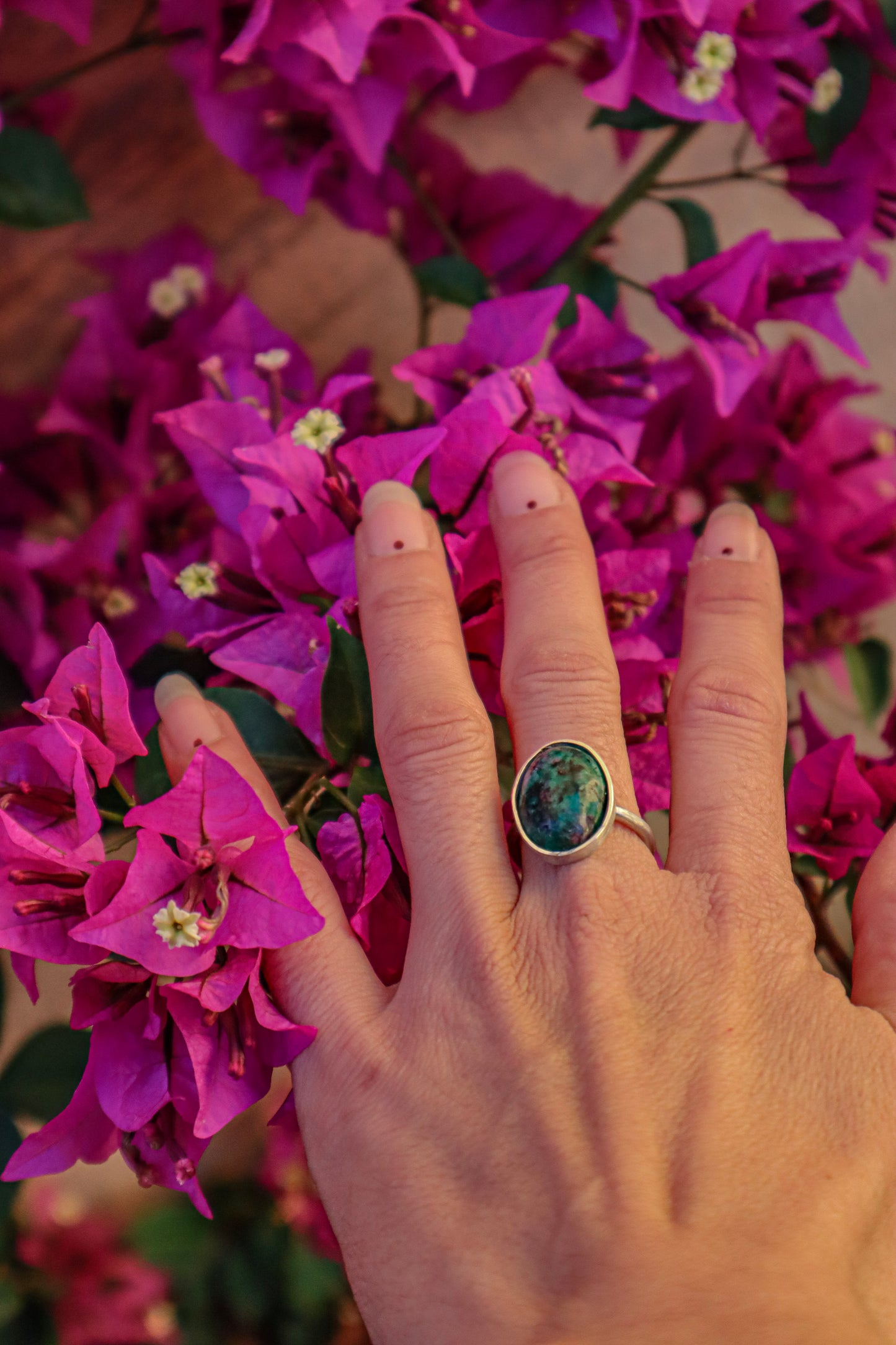 Anillo Zoisita con Rubí de Plata 925