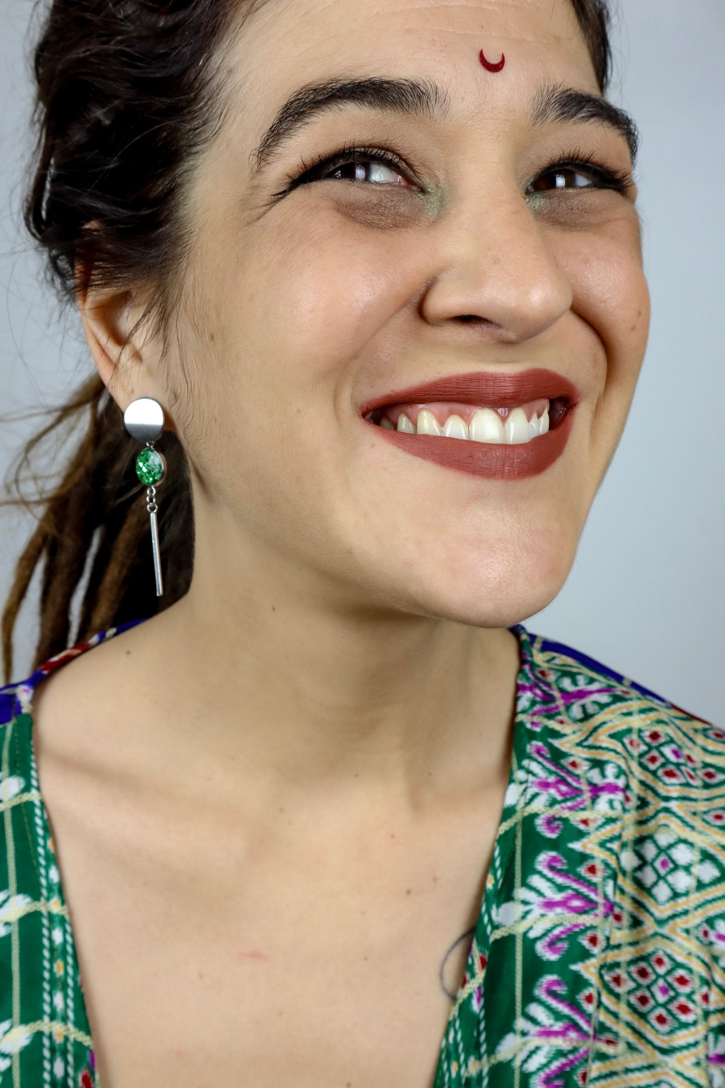 Resin and green stone earrings